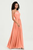 One Shoulder Flutter Sleeves Chiffon Bridesmaid Dress Plus Size Formal Evening Dresses