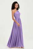 One Shoulder Flutter Sleeves Chiffon Bridesmaid Dress Plus Size Formal Evening Dresses
