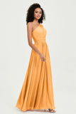 One Shoulder Flutter Sleeves Chiffon Bridesmaid Dress Plus Size Formal Evening Dresses