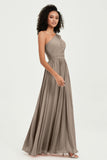 One Shoulder Flutter Sleeves Chiffon Bridesmaid Dress Plus Size Formal Evening Dresses