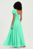 One Shoulder Flutter Sleeves Chiffon Bridesmaid Dress Plus Size Formal Evening Dresses
