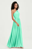 One Shoulder Flutter Sleeves Chiffon Bridesmaid Dress Plus Size Formal Evening Dresses