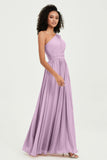One Shoulder Flutter Sleeves Chiffon Bridesmaid Dress Plus Size Formal Evening Dresses