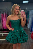 Strapless Black Beaded Short Homecoming Dress with Bow
