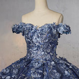 Sweetheart A Line Off-the-shoulder Quinceanera Dresses with 3D Flower and Pearls