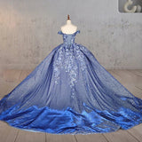 Sweetheart A Line Off-the-shoulder Quinceanera Dresses with 3D Flower and Pearls