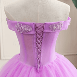 Lilac Off the Shoulder Quinceanera Dress Ball Gown With Appliqued