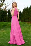 One Shoulder Sleeveless Lace Formal Evening Dresses Sash Ruched Bridesmaid Party Gowns