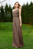 One Shoulder Sleeveless Lace Formal Evening Dresses Sash Ruched Bridesmaid Party Gowns