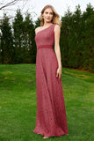 One Shoulder Sleeveless Lace Formal Evening Dresses Sash Ruched Bridesmaid Party Gowns