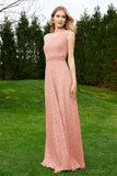 One Shoulder Sleeveless Lace Formal Evening Dresses Sash Ruched Bridesmaid Party Gowns
