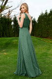 One Shoulder Sleeveless Lace Formal Evening Dresses Sash Ruched Bridesmaid Party Gowns
