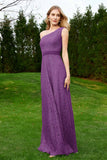 One Shoulder Sleeveless Lace Formal Evening Dresses Sash Ruched Bridesmaid Party Gowns