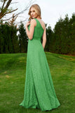 One Shoulder Sleeveless Lace Formal Evening Dresses Sash Ruched Bridesmaid Party Gowns