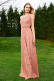 One Shoulder Sleeveless Lace Formal Evening Dresses Sash Ruched Bridesmaid Party Gowns