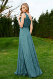 One Shoulder Sleeveless Lace Formal Evening Dresses Sash Ruched Bridesmaid Party Gowns