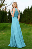 One Shoulder Sleeveless Lace Formal Evening Dresses Sash Ruched Bridesmaid Party Gowns