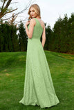 One Shoulder Sleeveless Lace Formal Evening Dresses Sash Ruched Bridesmaid Party Gowns