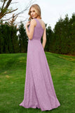 One Shoulder Sleeveless Lace Formal Evening Dresses Sash Ruched Bridesmaid Party Gowns