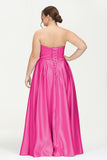 Strapless Satin A Line Princess Dress Rhinestone Ruched Formal Evening Prom Party Dresses