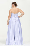 Strapless Satin A Line Princess Dress Rhinestone Ruched Formal Evening Prom Party Dresses