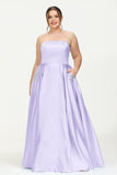 Strapless Satin A Line Princess Dress Rhinestone Ruched Formal Evening Prom Party Dresses