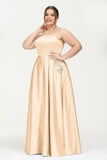 Strapless Satin A Line Princess Dress Rhinestone Ruched Formal Evening Prom Party Dresses
