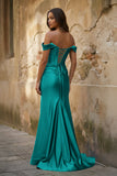 Off the Shoulder Royal Blue Prom Dress with Train