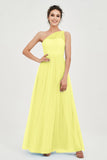 One Shoulder Tulle Ruched Bridesmaid Dress A Line Formal Evening Prom Dresses Gowns