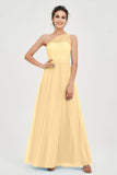 One Shoulder Tulle Ruched Bridesmaid Dress A Line Formal Evening Prom Dresses Gowns