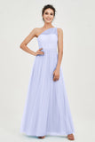 One Shoulder Tulle Ruched Bridesmaid Dress A Line Formal Evening Prom Dresses Gowns