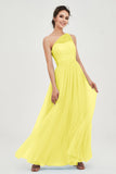 One Shoulder Tulle Ruched Bridesmaid Dress A Line Formal Evening Prom Dresses Gowns