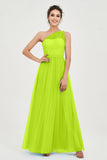 One Shoulder Tulle Ruched Bridesmaid Dress A Line Formal Evening Prom Dresses Gowns