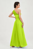 One Shoulder Tulle Ruched Bridesmaid Dress A Line Formal Evening Prom Dresses Gowns
