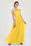 One Shoulder Tulle Ruched Bridesmaid Dress A Line Formal Evening Prom Dresses Gowns