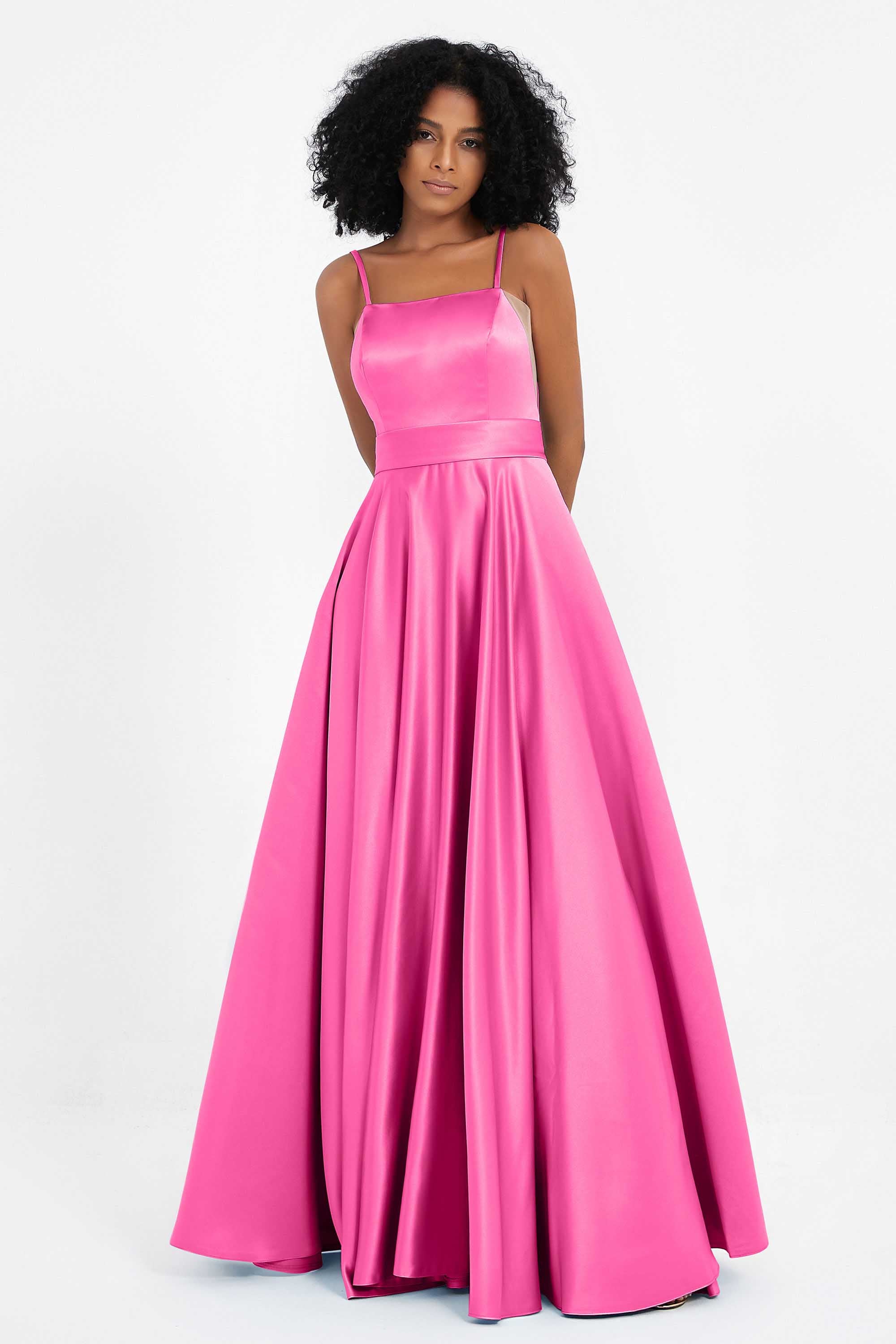 Spaghetti Straps Satin Ball Prom Gowns Long Formal Evening Party Gowns Dresses