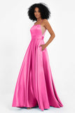 Spaghetti Straps Satin Ball Prom Gowns Long Formal Evening Party Gowns Dresses