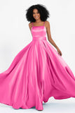 Spaghetti Straps Satin Ball Prom Gowns Long Formal Evening Party Gowns Dresses