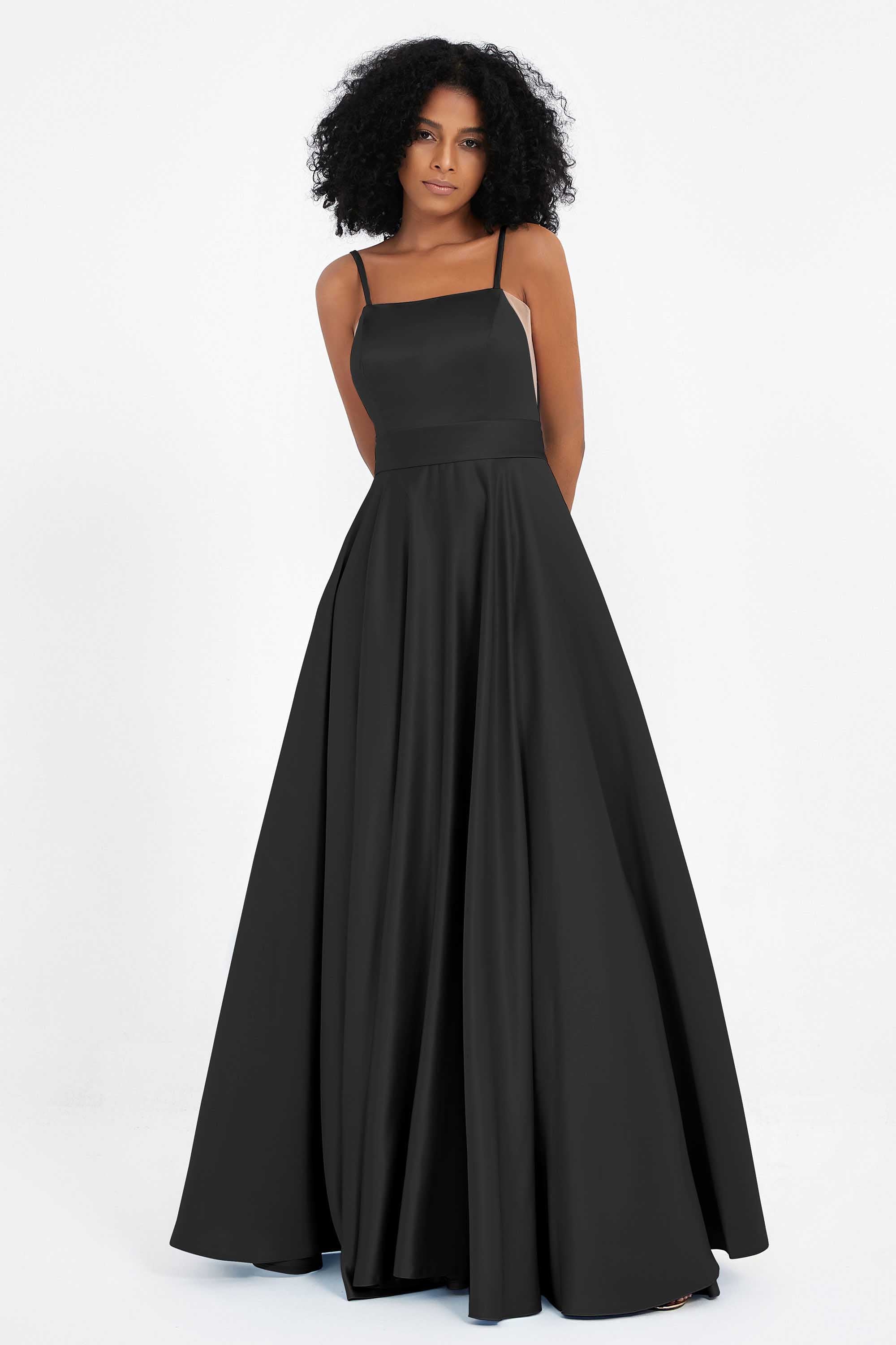 Spaghetti Straps Satin Ball Prom Gowns Long Formal Evening Party Gowns Dresses