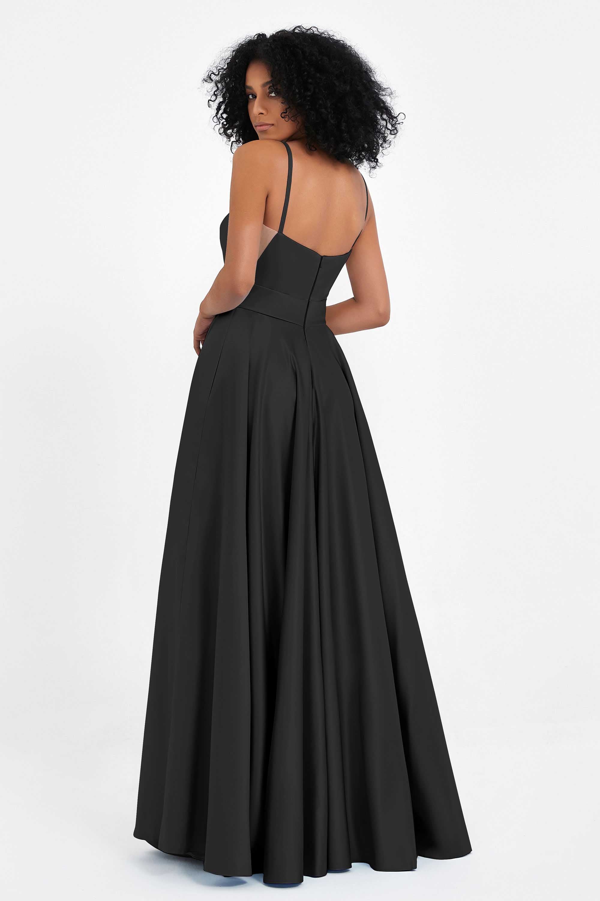 Spaghetti Straps Satin Ball Prom Gowns Long Formal Evening Party Gowns Dresses