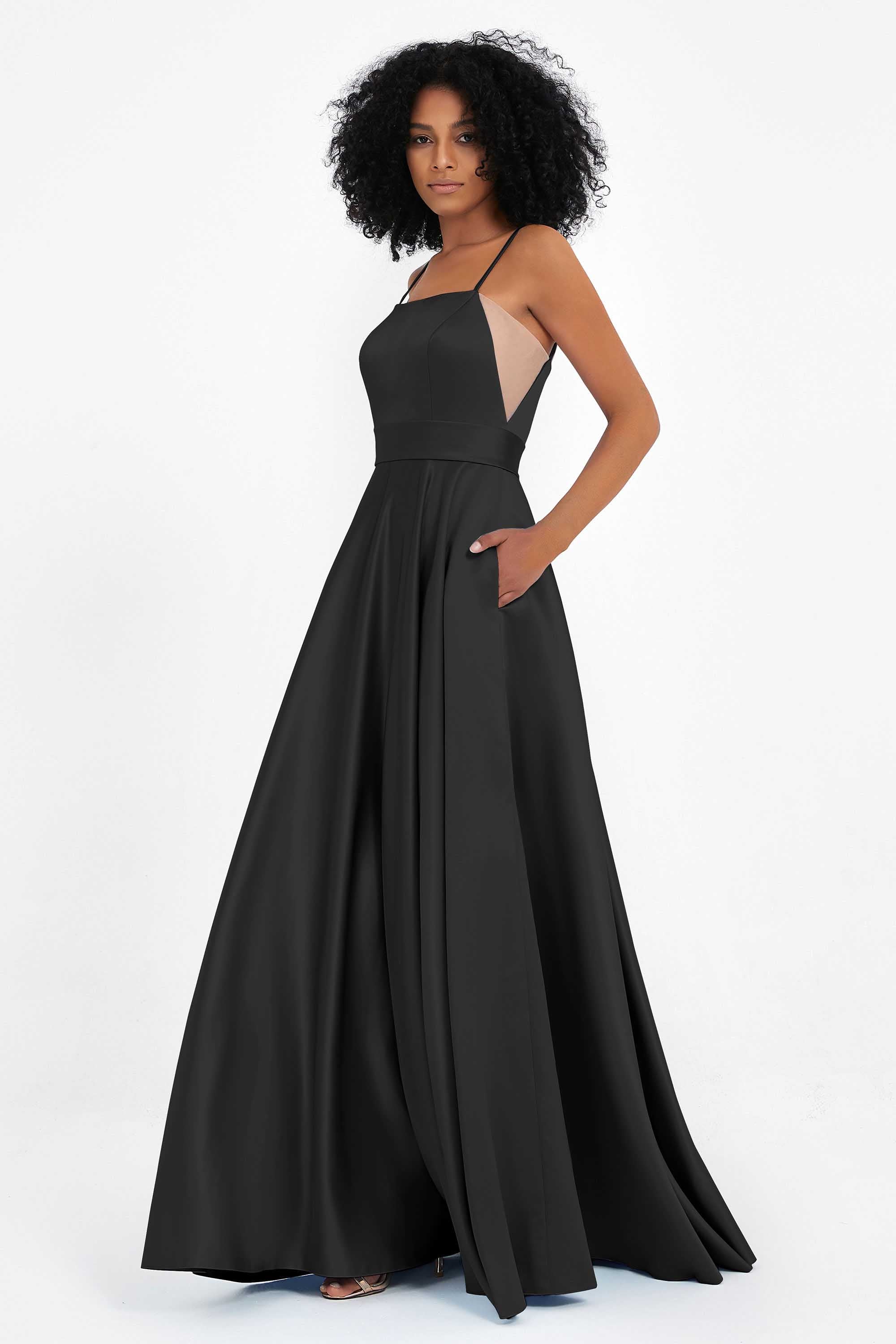 Spaghetti Straps Satin Ball Prom Gowns Long Formal Evening Party Gowns Dresses