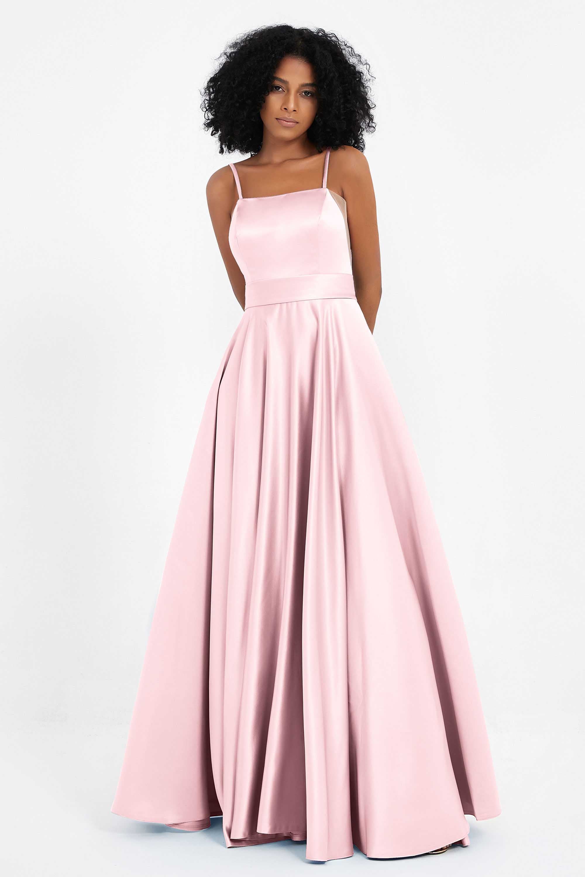 Spaghetti Straps Satin Ball Prom Gowns Long Formal Evening Party Gowns Dresses