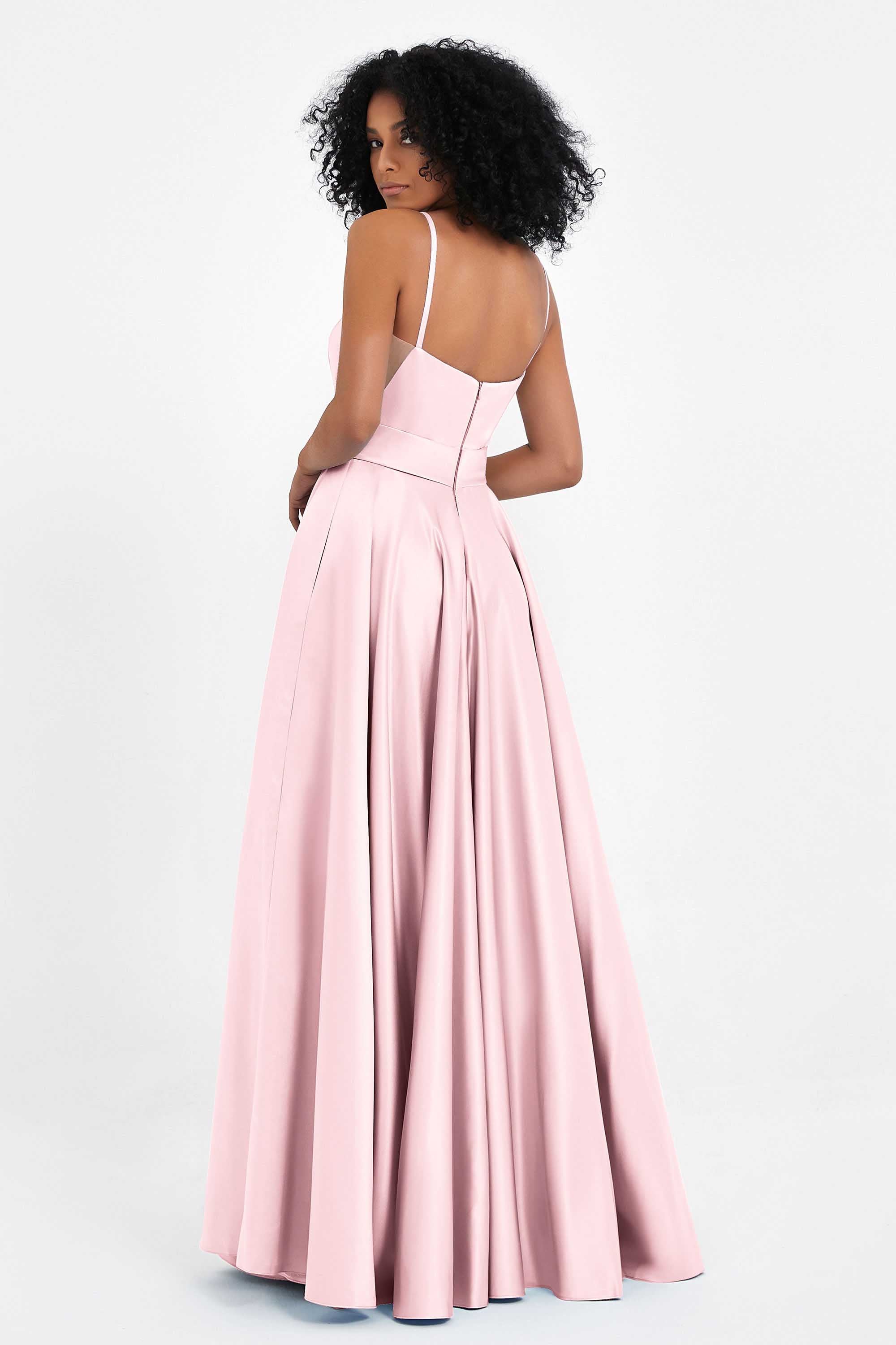 Spaghetti Straps Satin Ball Prom Gowns Long Formal Evening Party Gowns Dresses