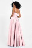 Spaghetti Straps Satin Ball Prom Gowns Long Formal Evening Party Gowns Dresses