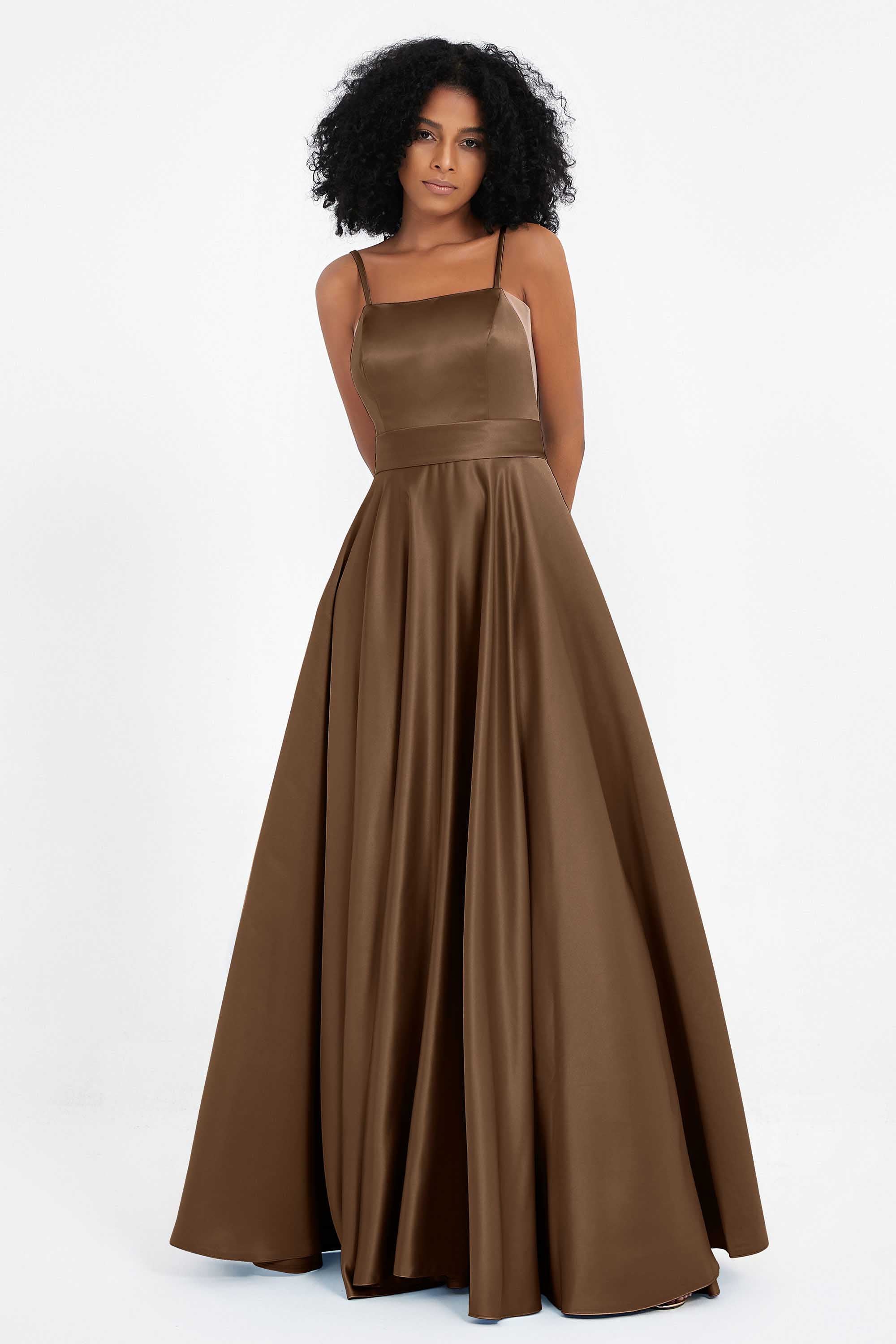 Spaghetti Straps Satin Ball Prom Gowns Long Formal Evening Party Gowns Dresses