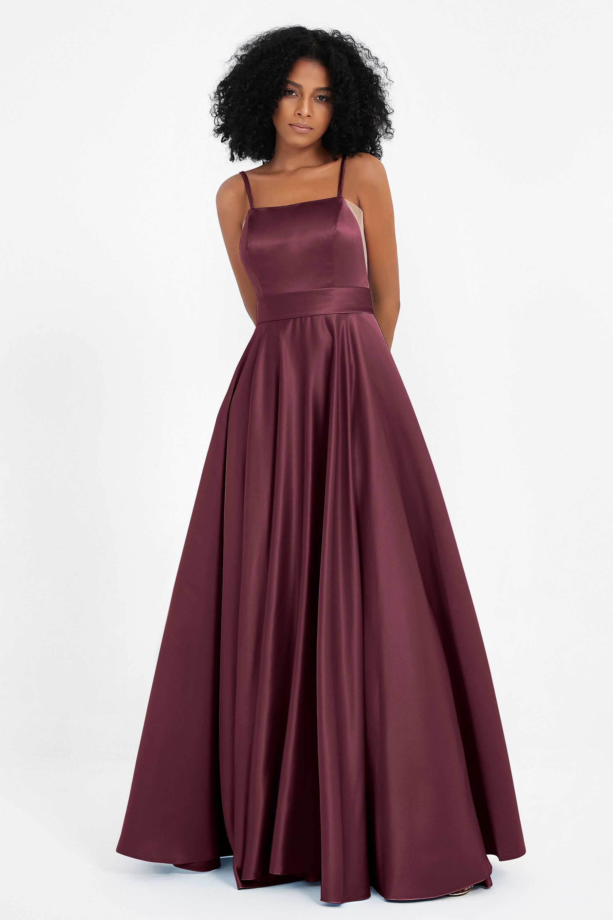 Spaghetti Straps Satin Ball Prom Gowns Long Formal Evening Party Gowns Dresses