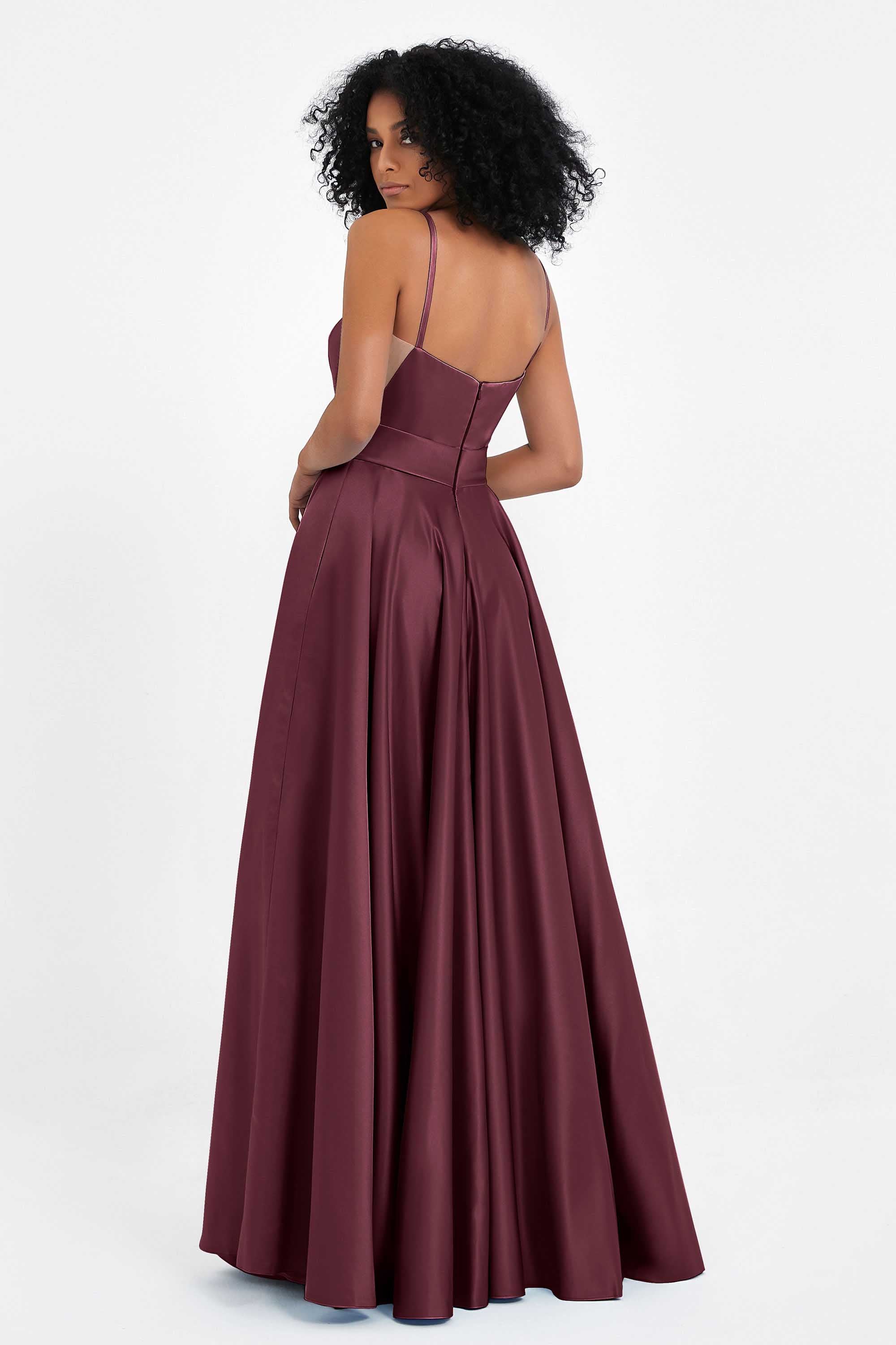 Spaghetti Straps Satin Ball Prom Gowns Long Formal Evening Party Gowns Dresses