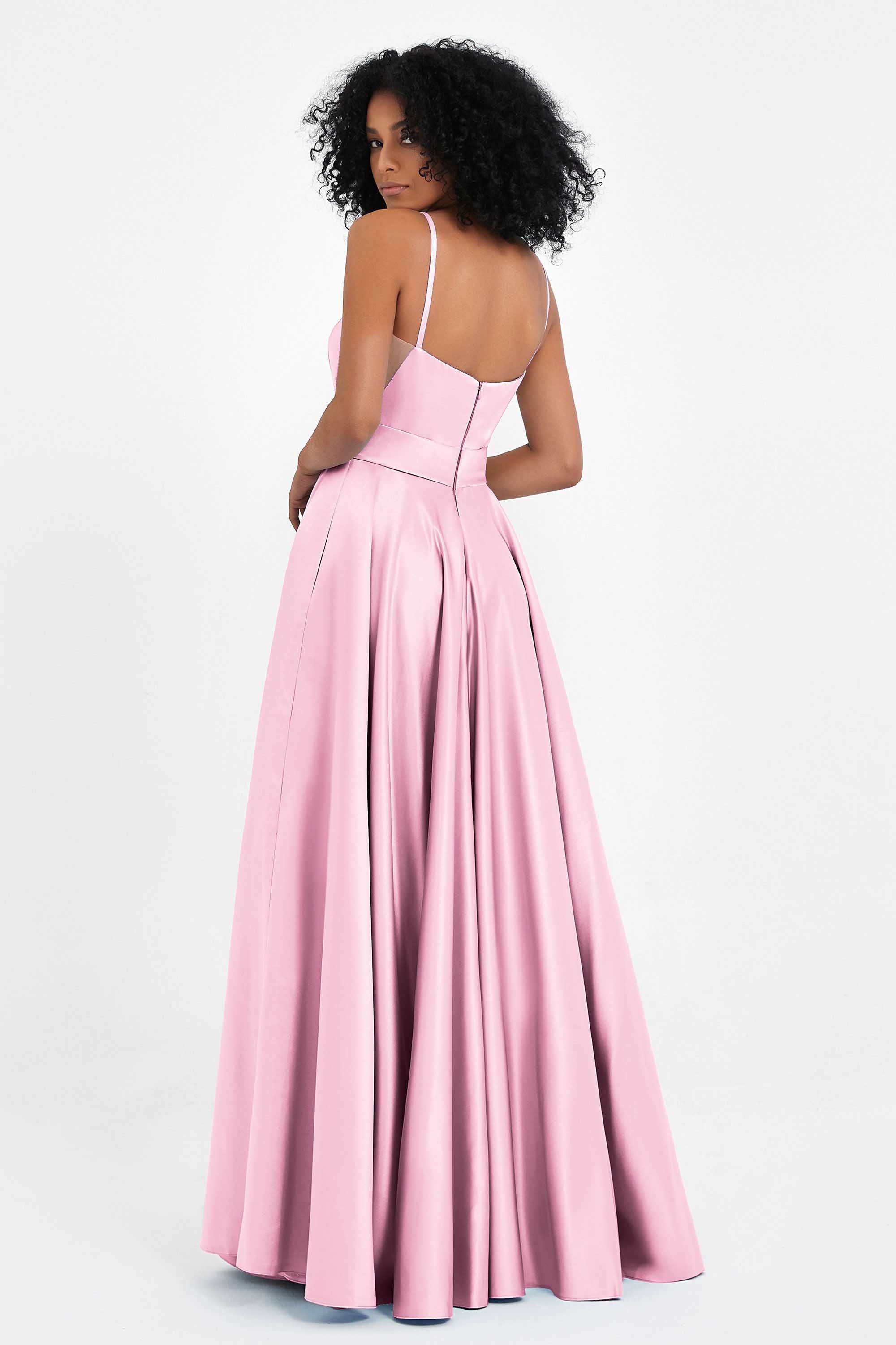 Spaghetti Straps Satin Ball Prom Gowns Long Formal Evening Party Gowns Dresses