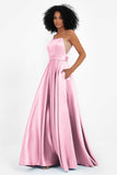 Spaghetti Straps Satin Ball Prom Gowns Long Formal Evening Party Gowns Dresses