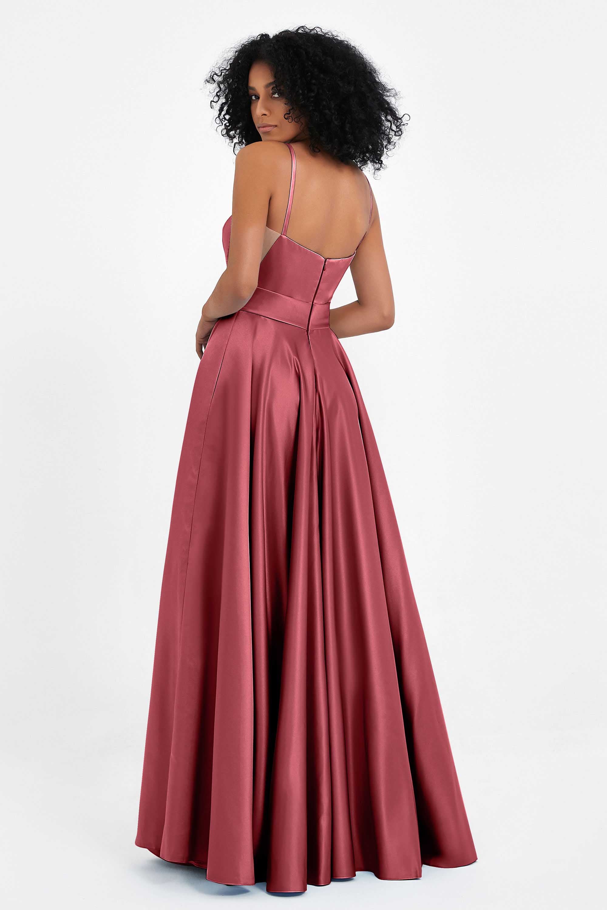 Spaghetti Straps Satin Ball Prom Gowns Long Formal Evening Party Gowns Dresses